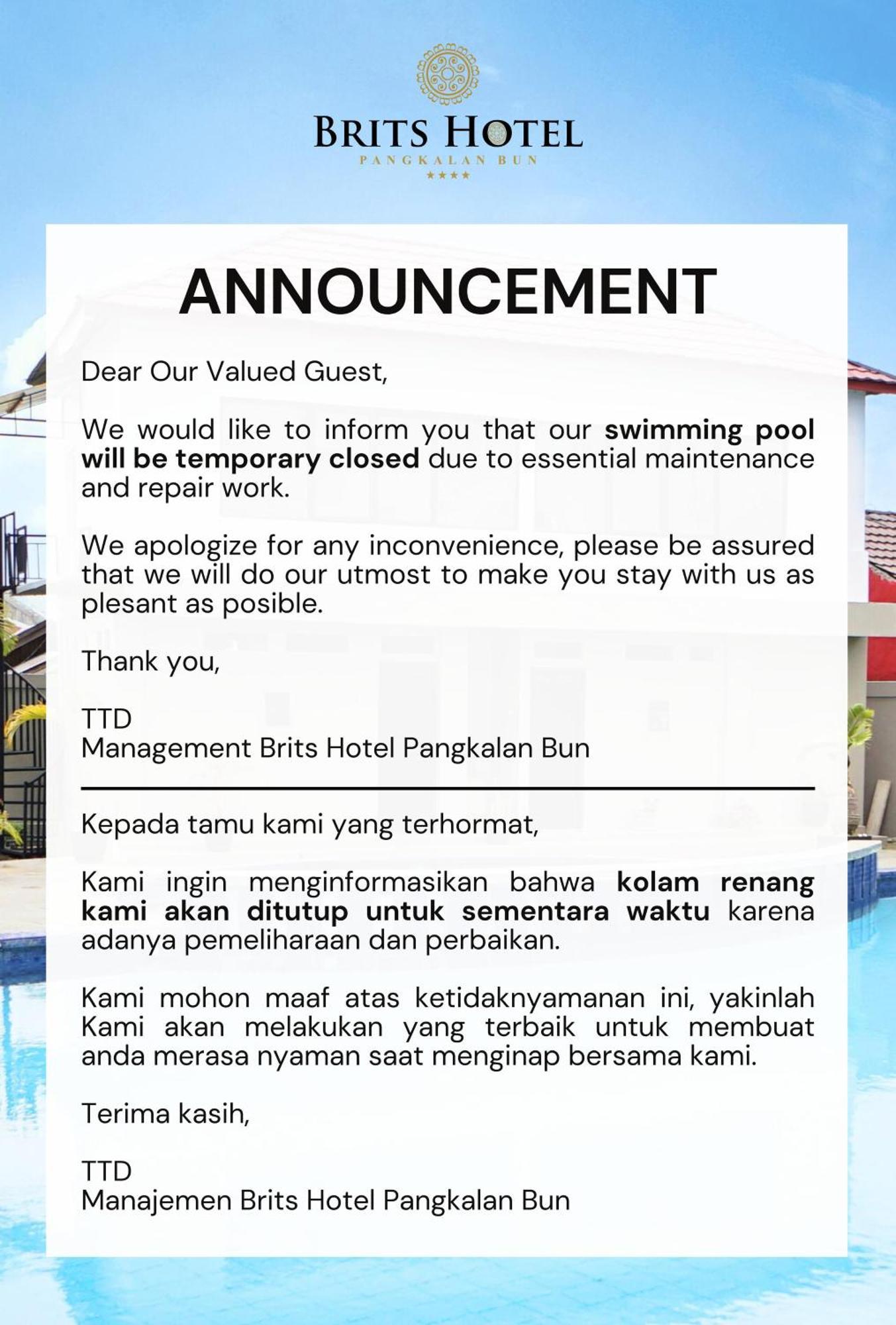 Brits Hotel Pangkalanbuun Exterior foto